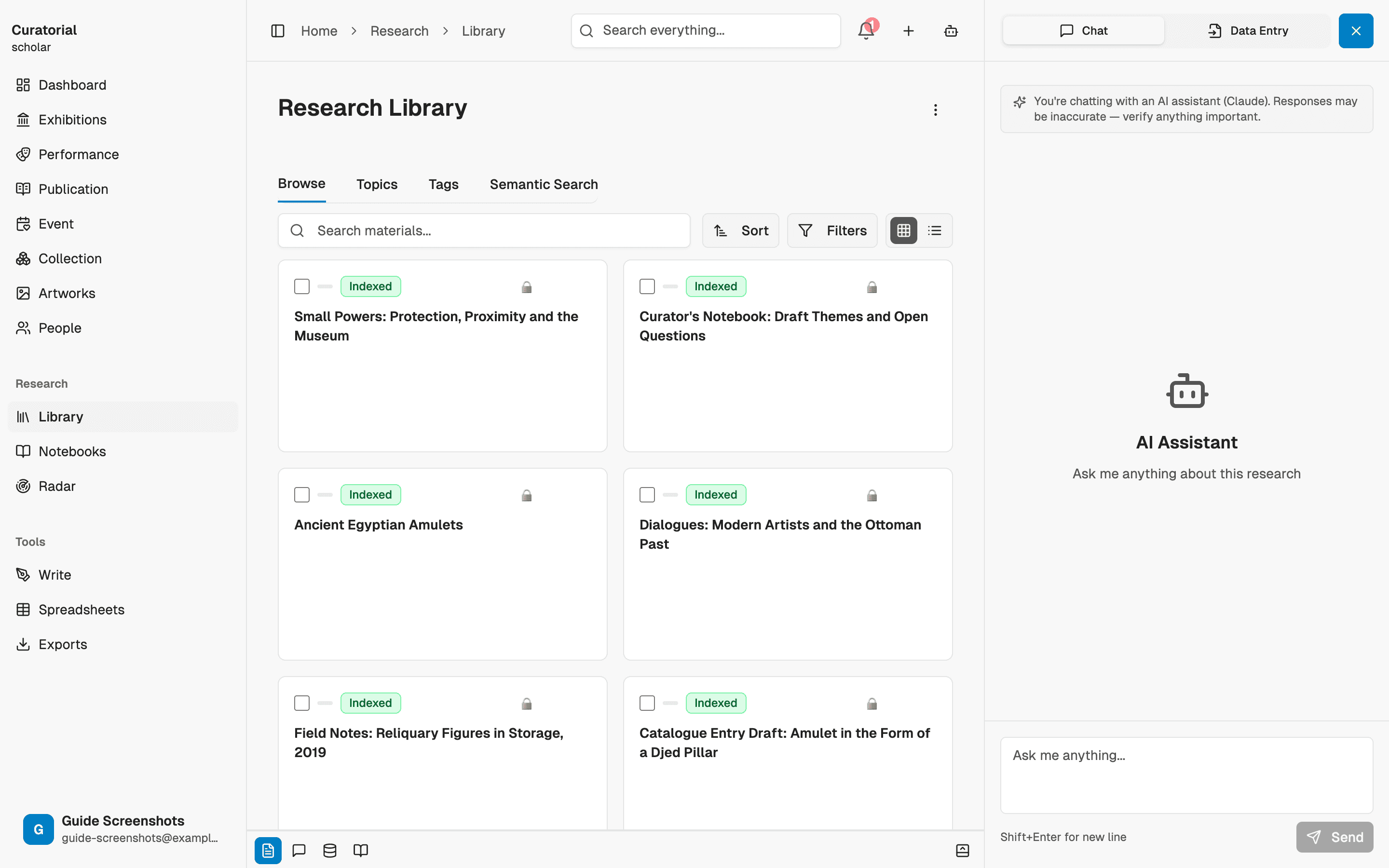 The Assistant sidebar open beside the workspace