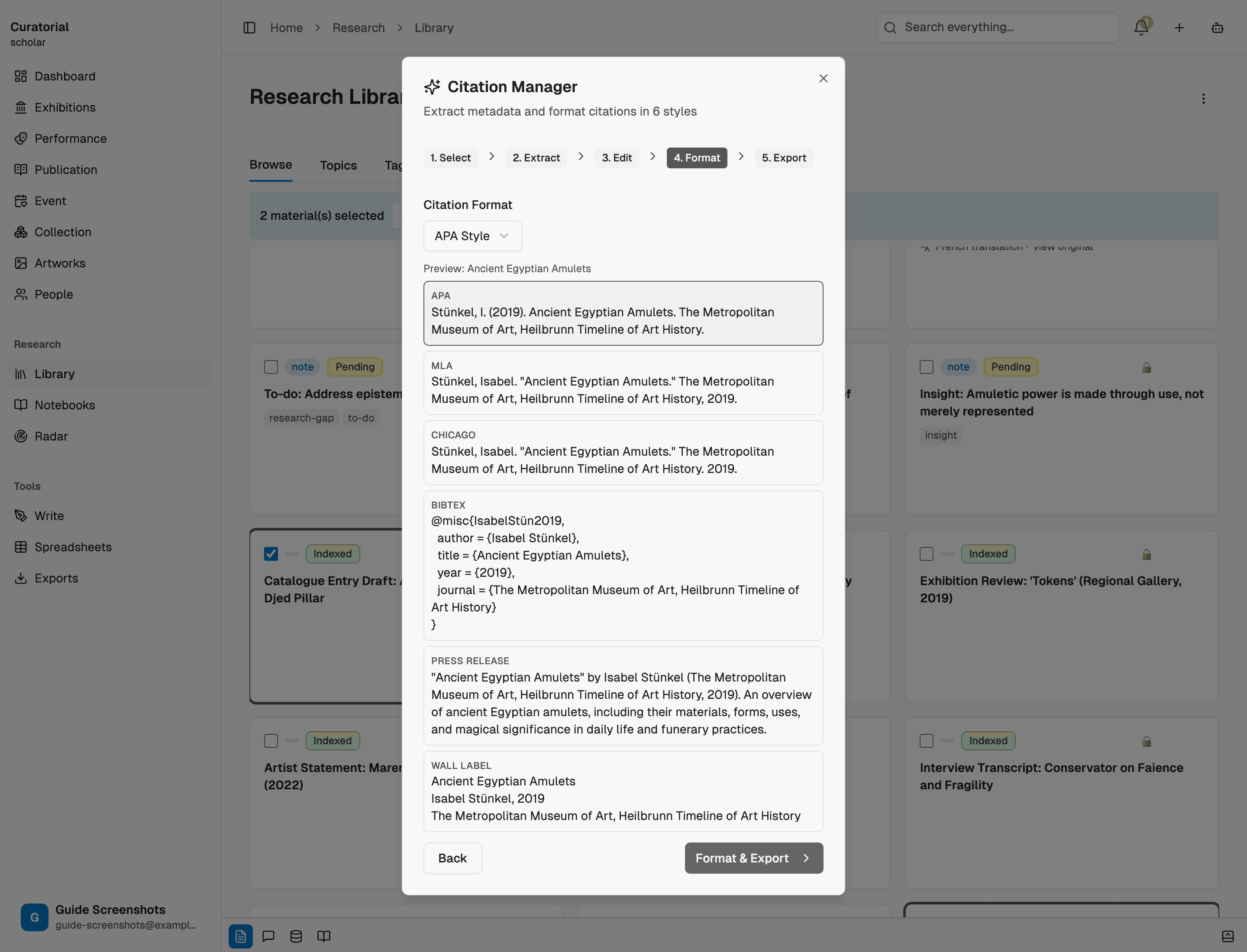 One source, six citation formats