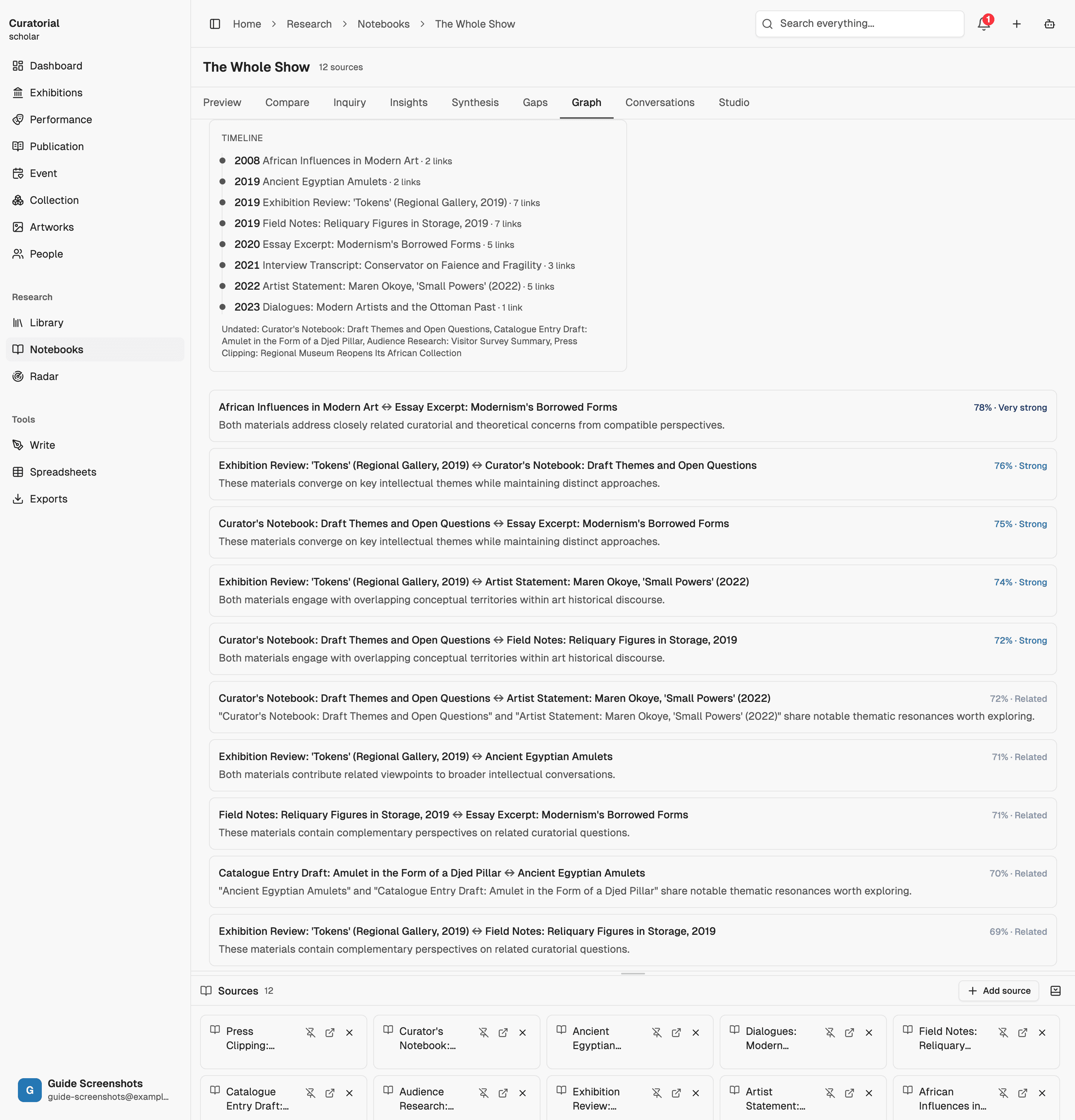 Timeline and extracted entities