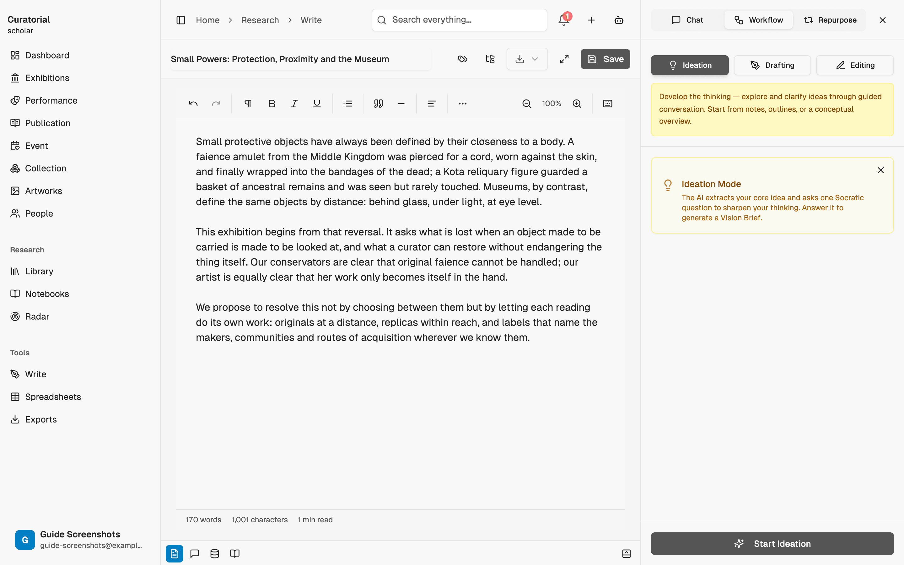 Opening a coaching session with a draft paragraph