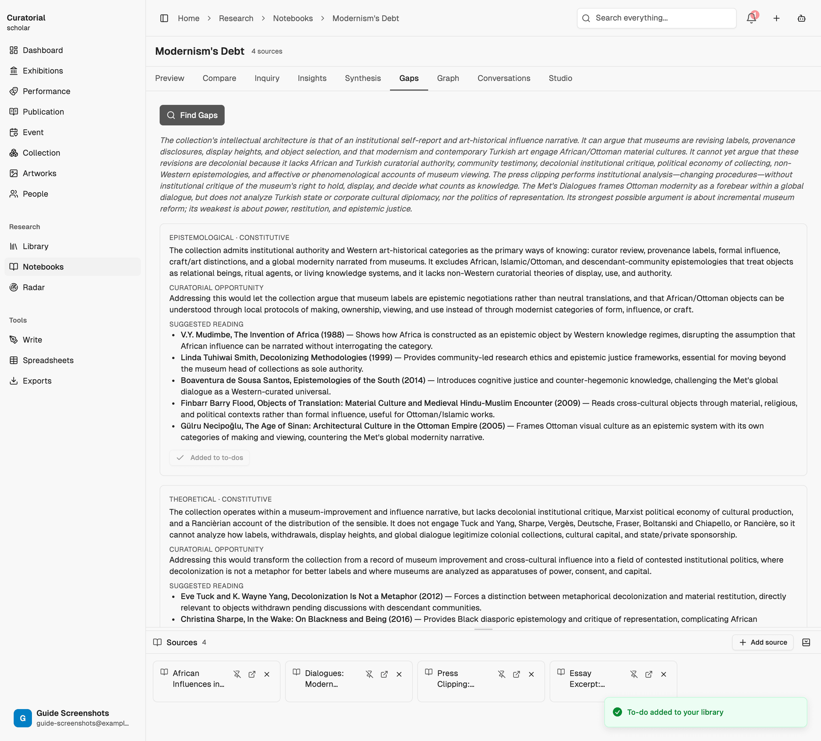 Turning a gap into a research to-do