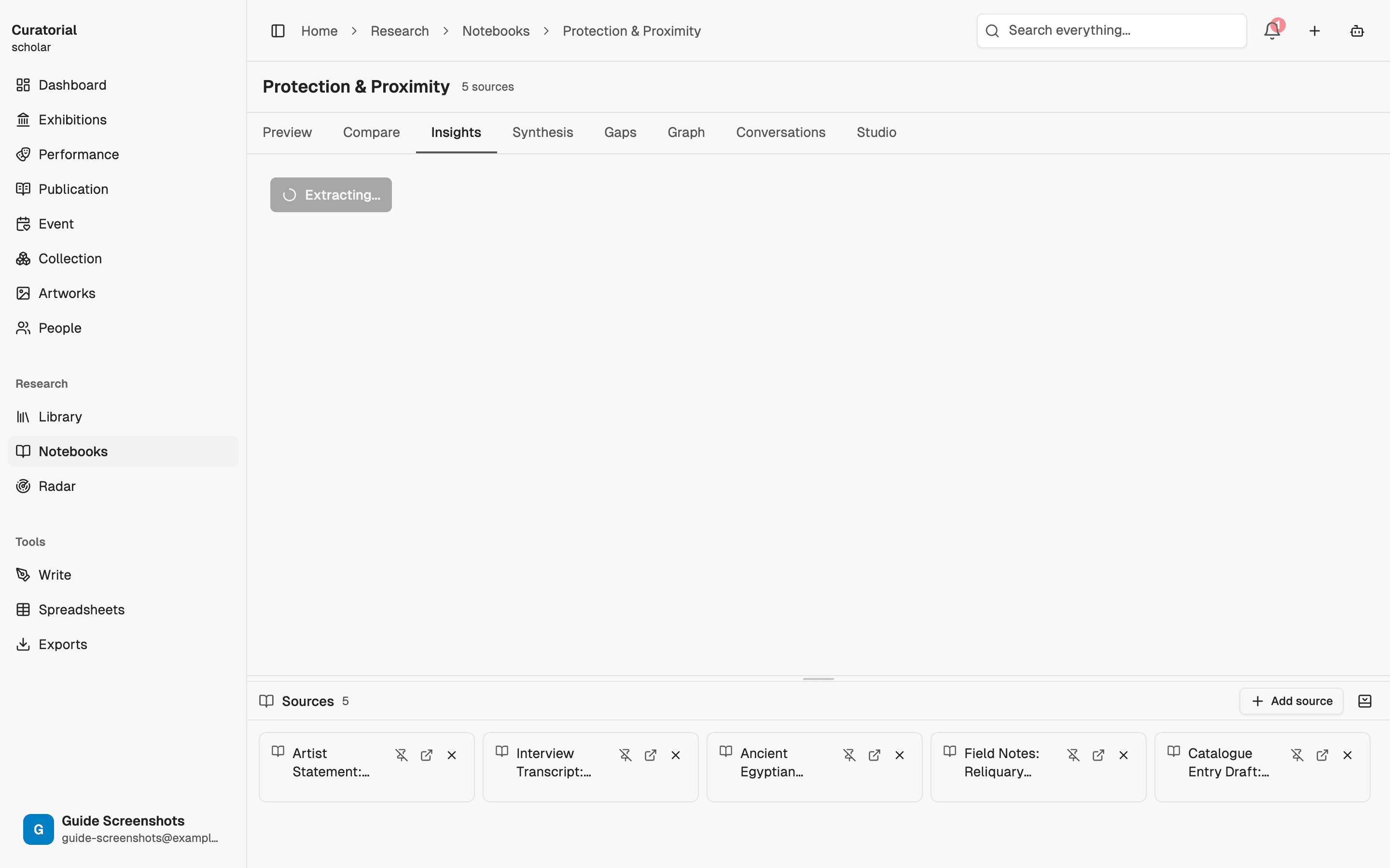 Extraction running and returning insights