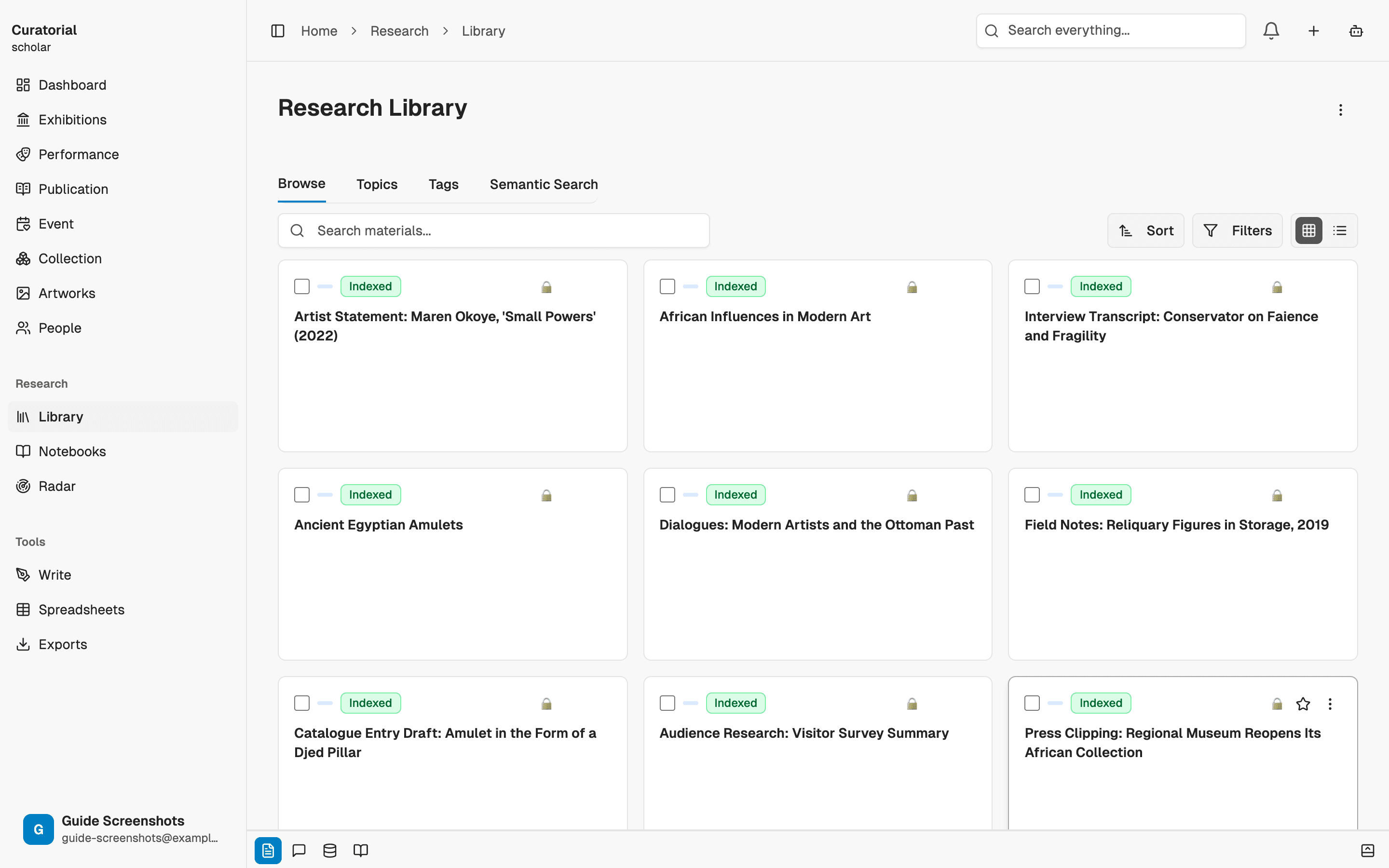 The library with materials uploaded