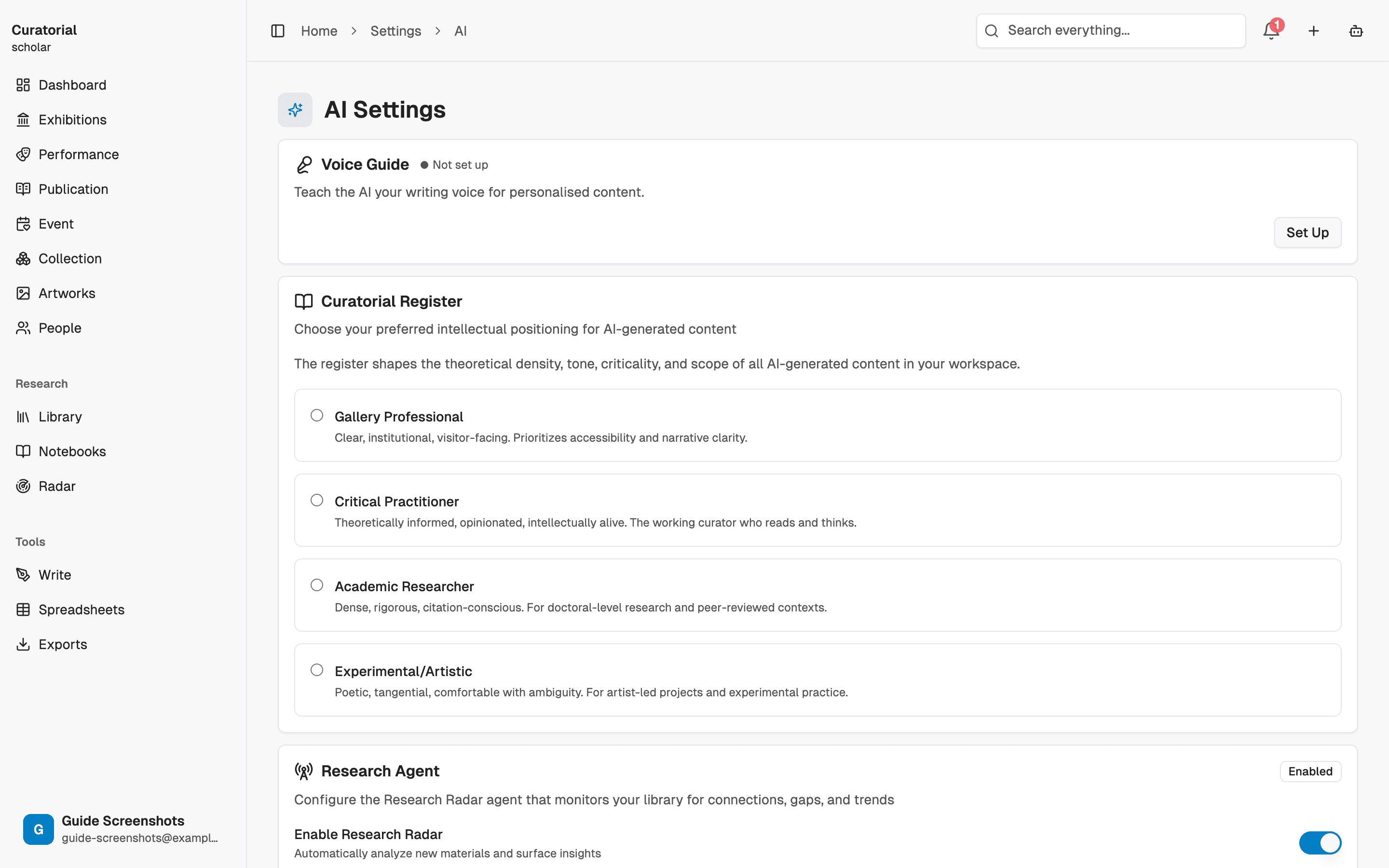 Alert preferences and sensitivity