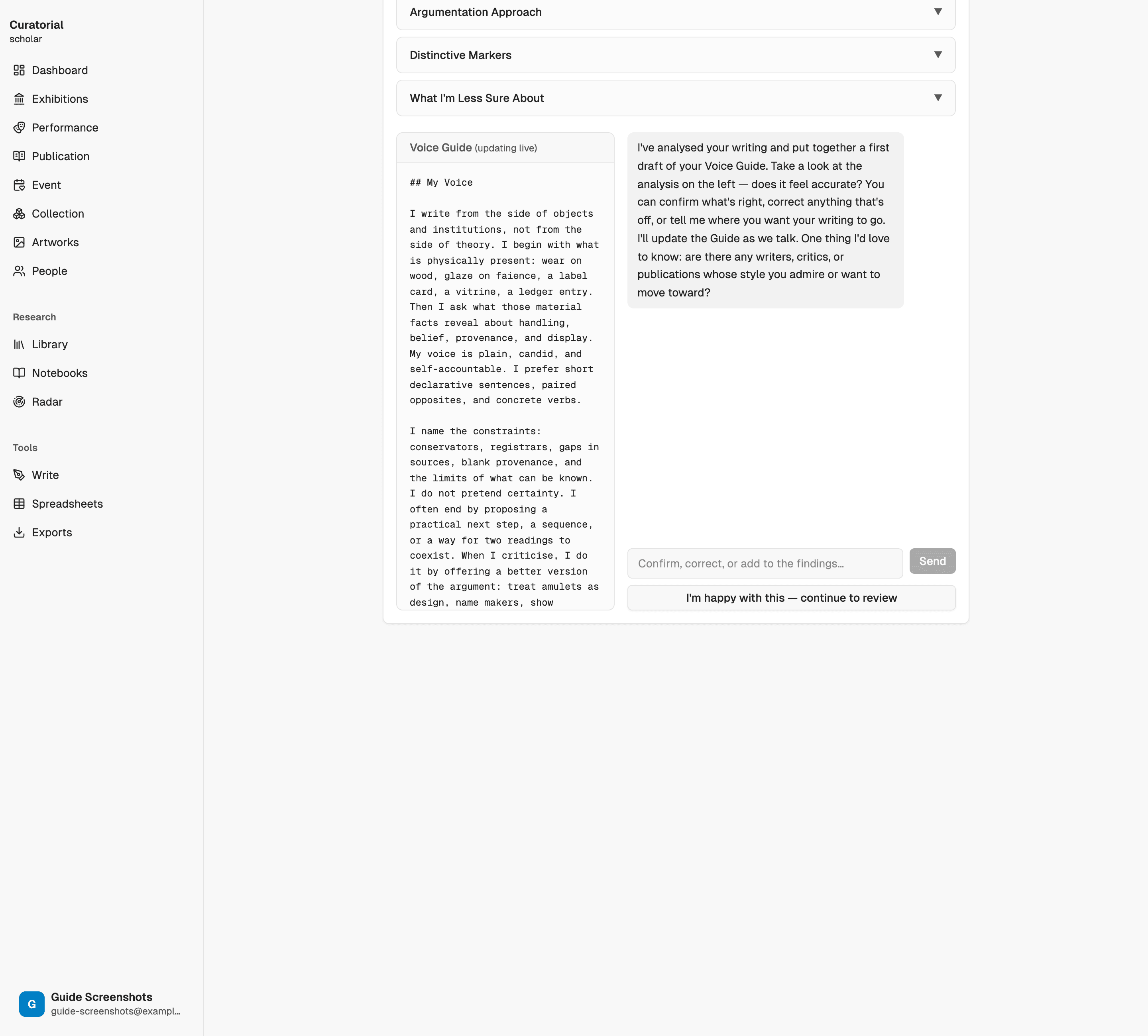 The learned style profile