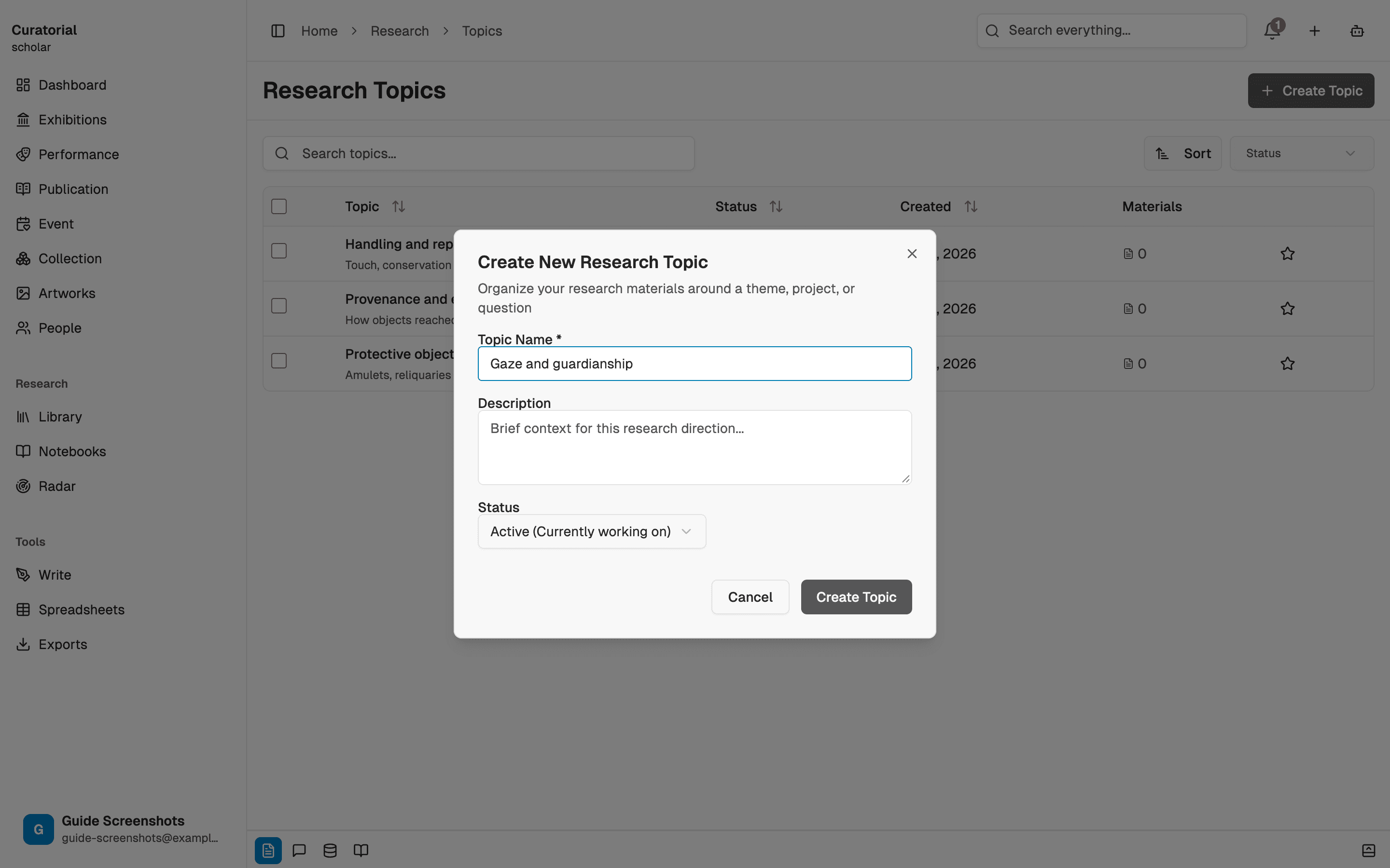 Creating a topic