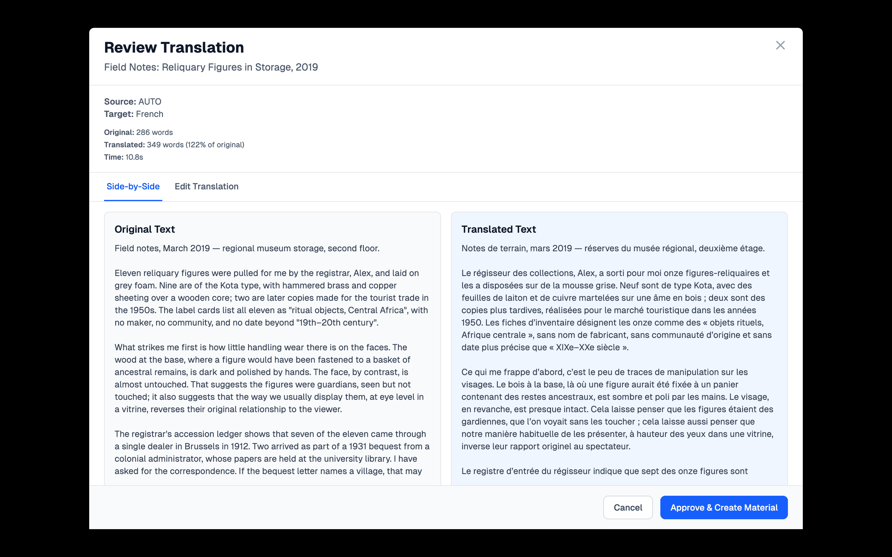 Reviewing and approving a translation draft