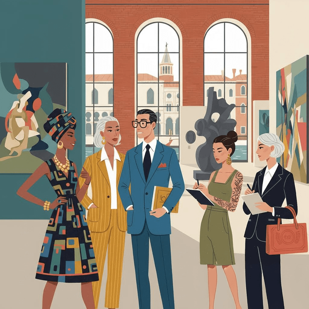Curators meeting in a gallery space